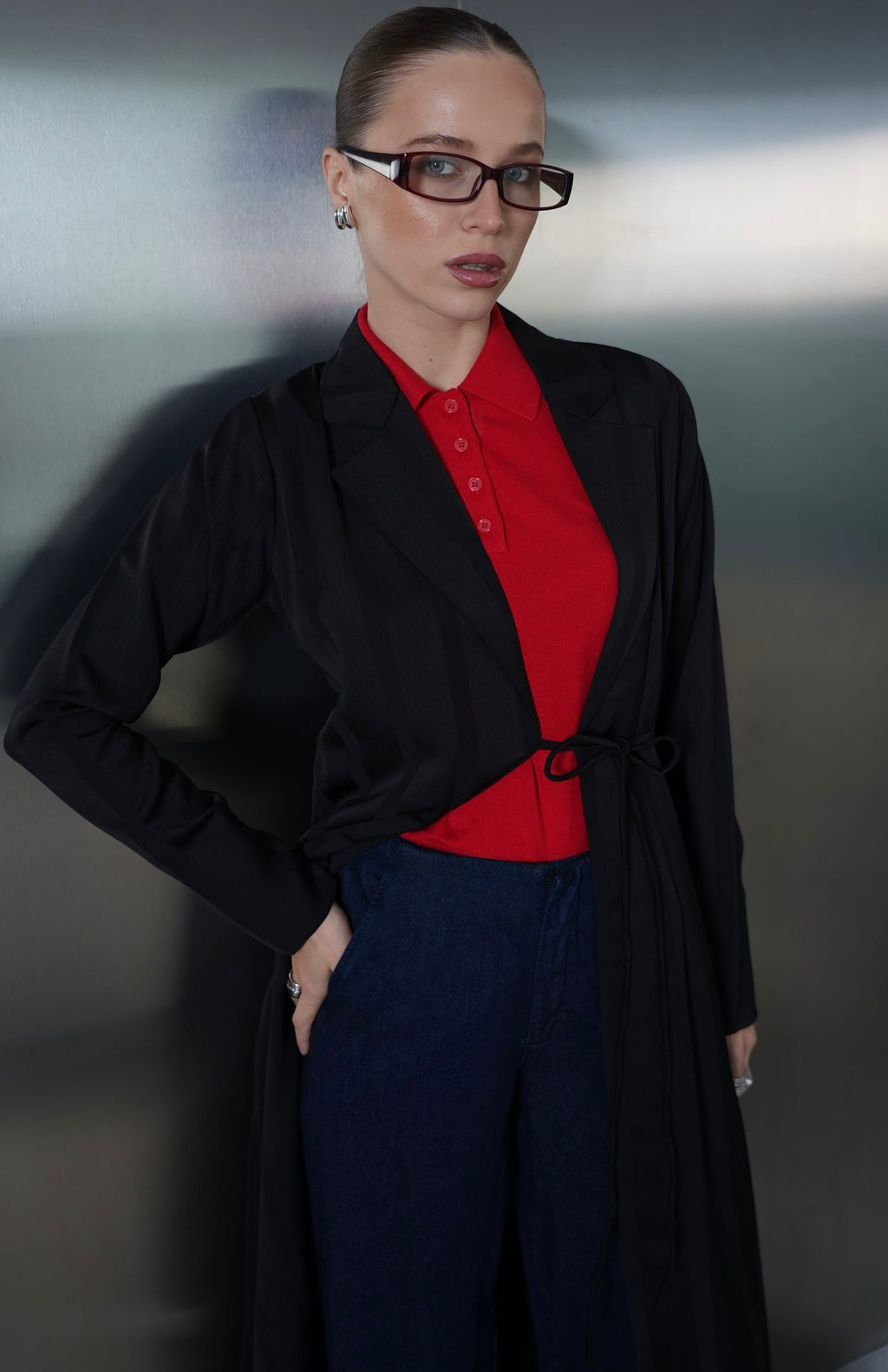 Mono Stripe Silk Abaya