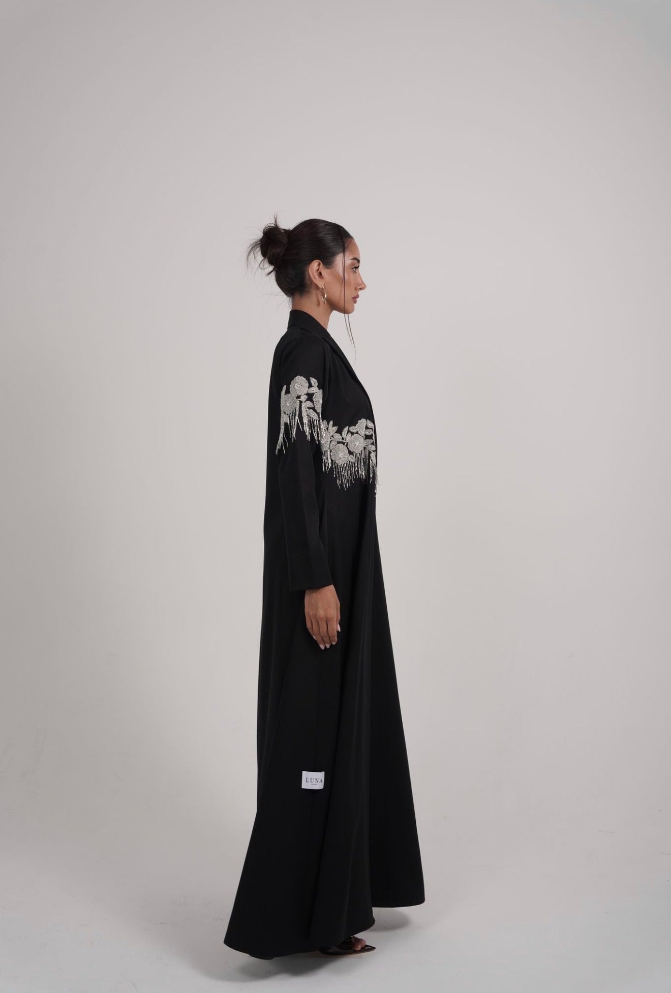 The Silver Bloom Abaya