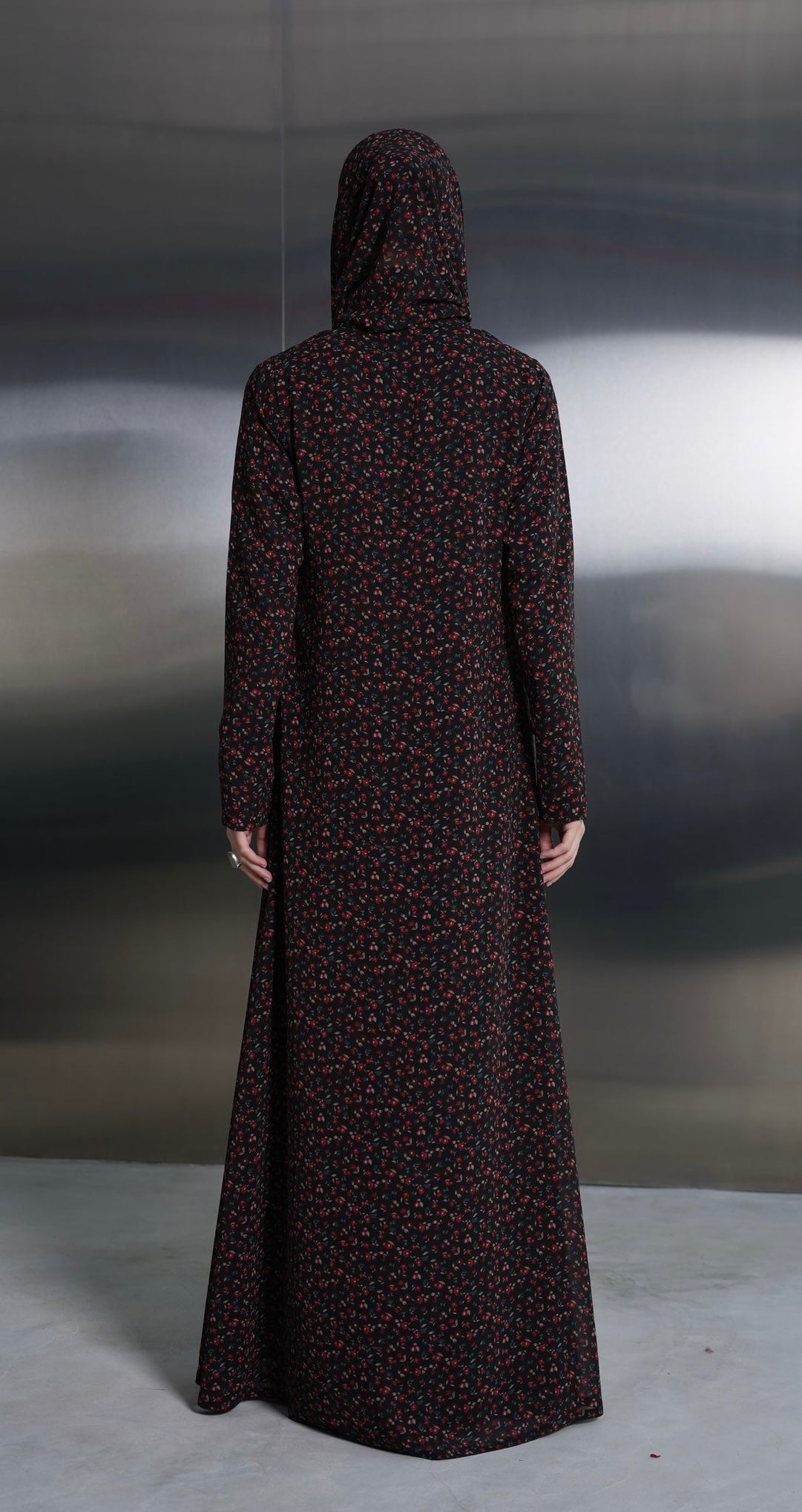 Floral Chiffon Abaya Set