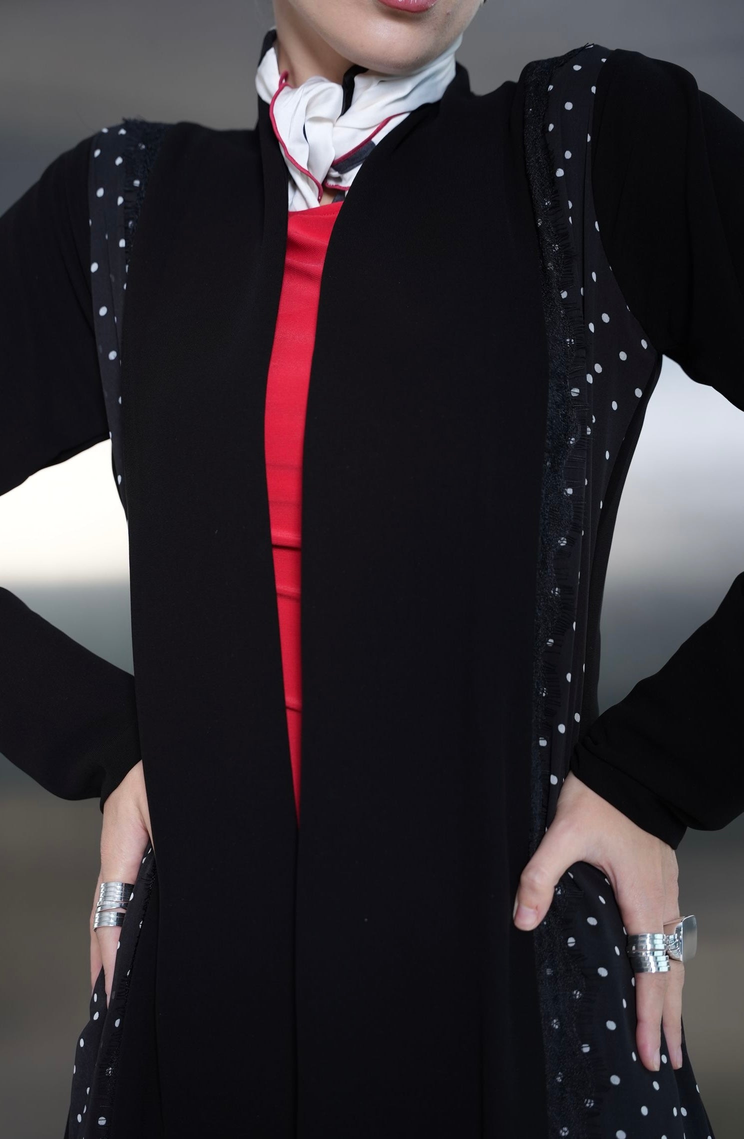 Midnight Polka Panel Abaya