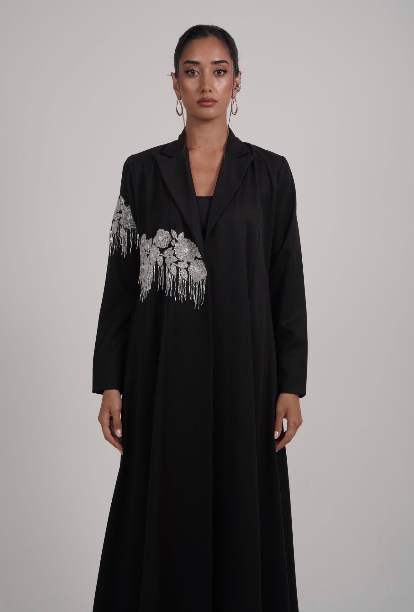 The Silver Bloom Abaya