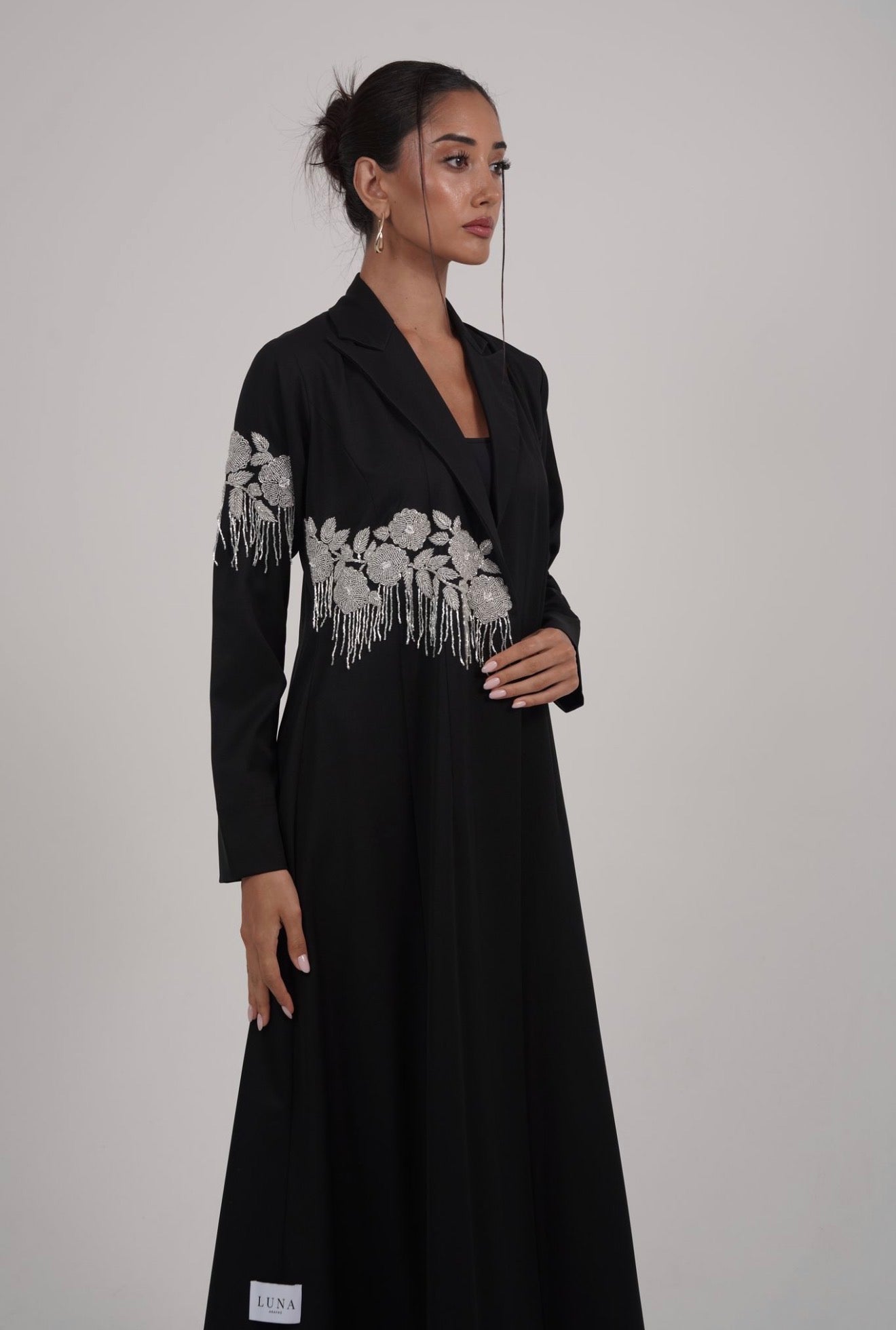 The Silver Bloom Abaya