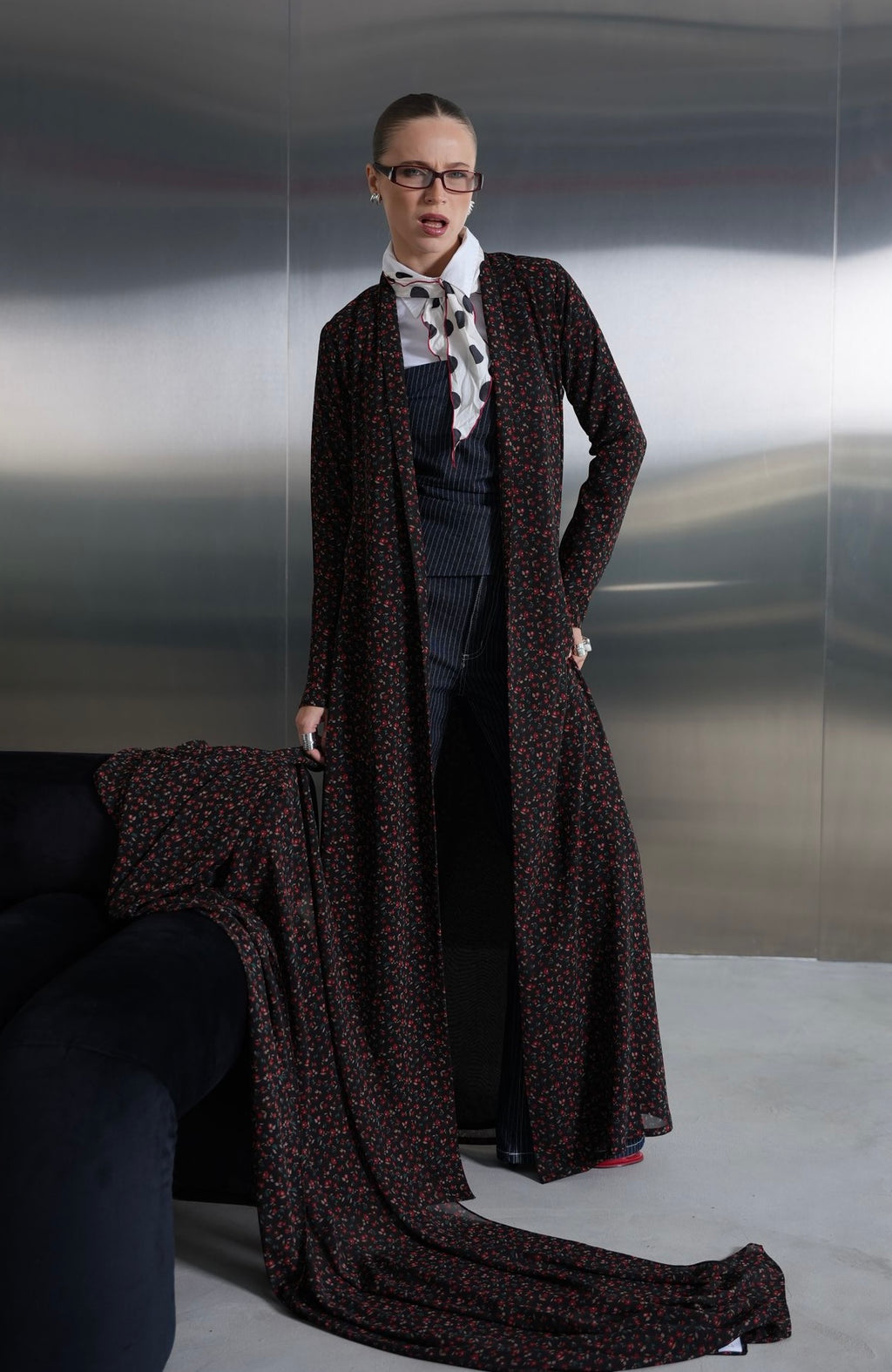 Floral Chiffon Abaya Set