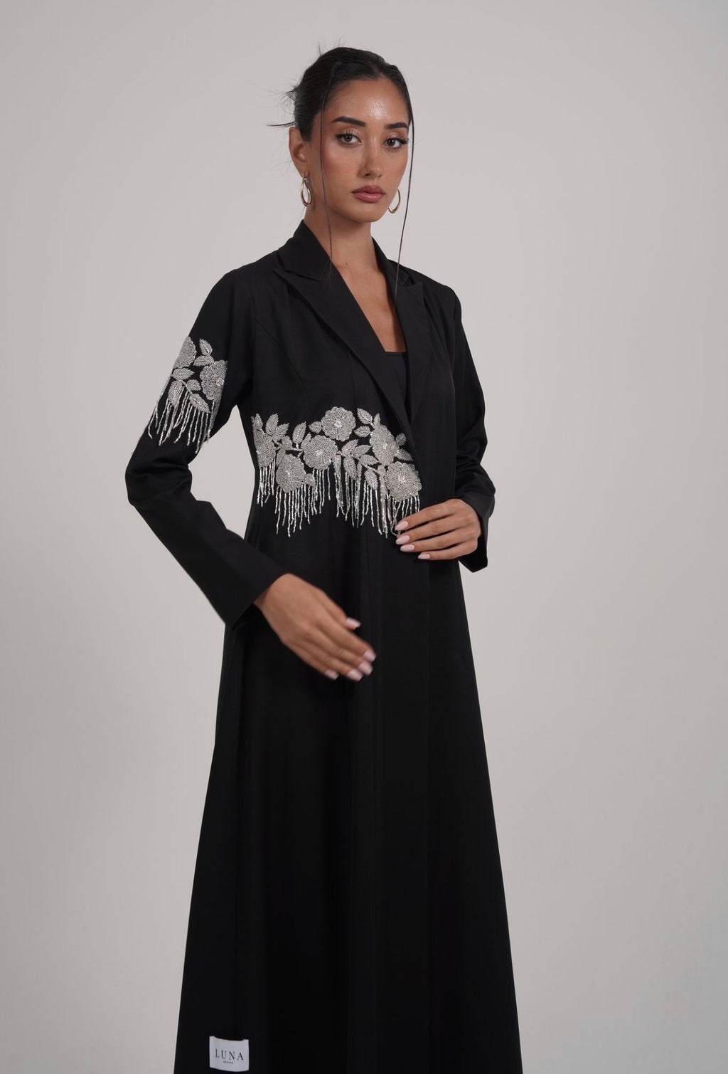 The Silver Bloom Abaya