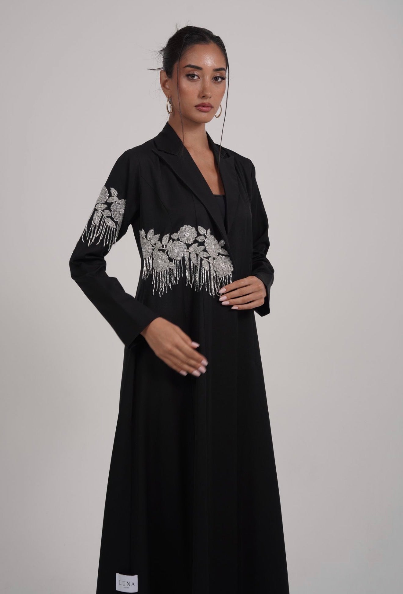The Silver Bloom Abaya