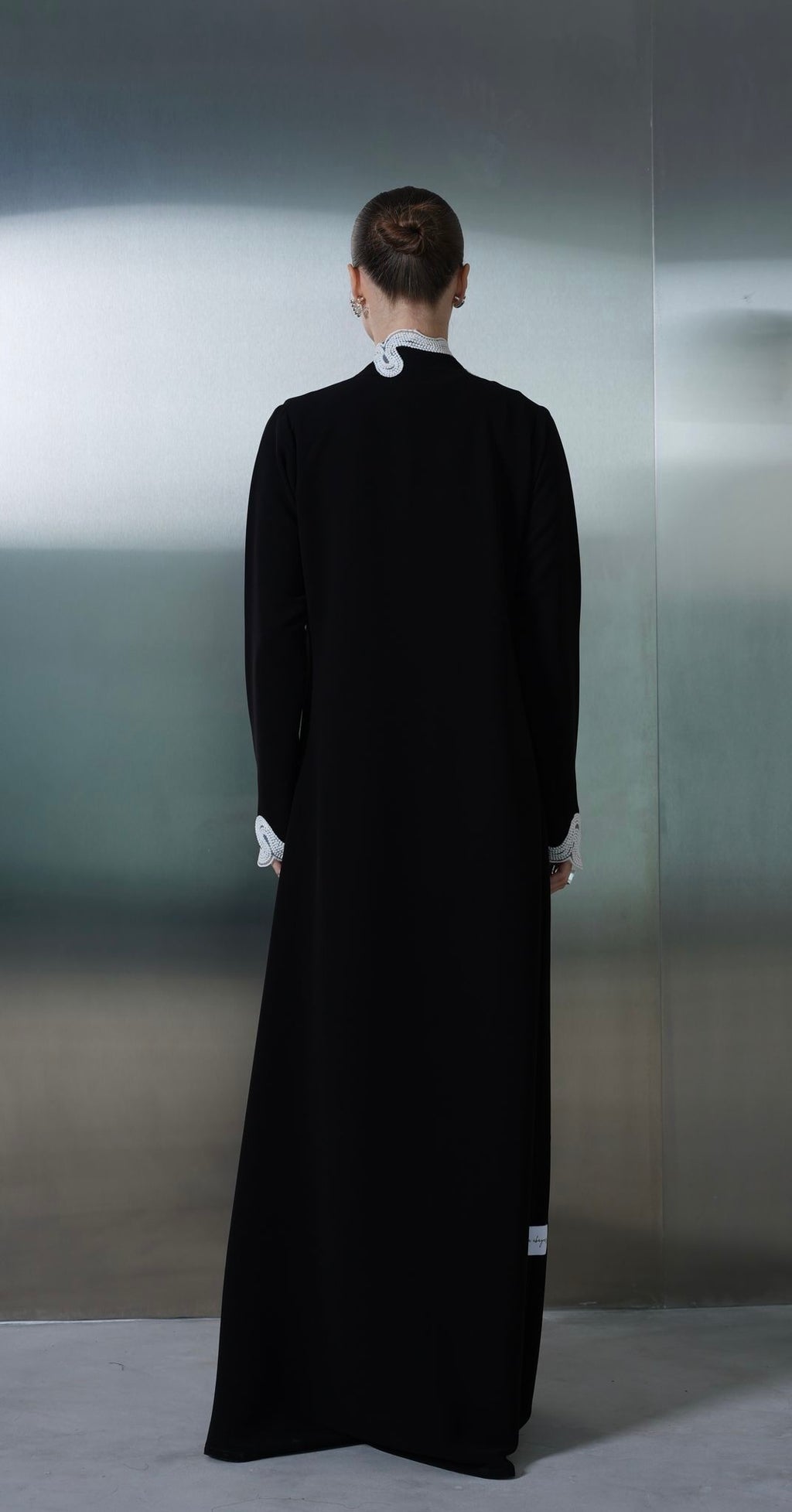 Ivory Wave Embellished Abaya
