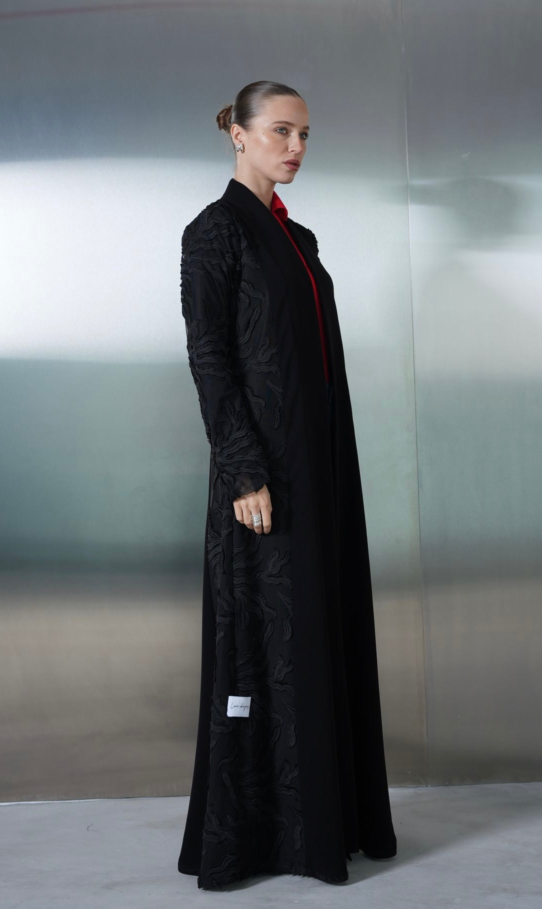Noir Organza Panel Crepe Abaya