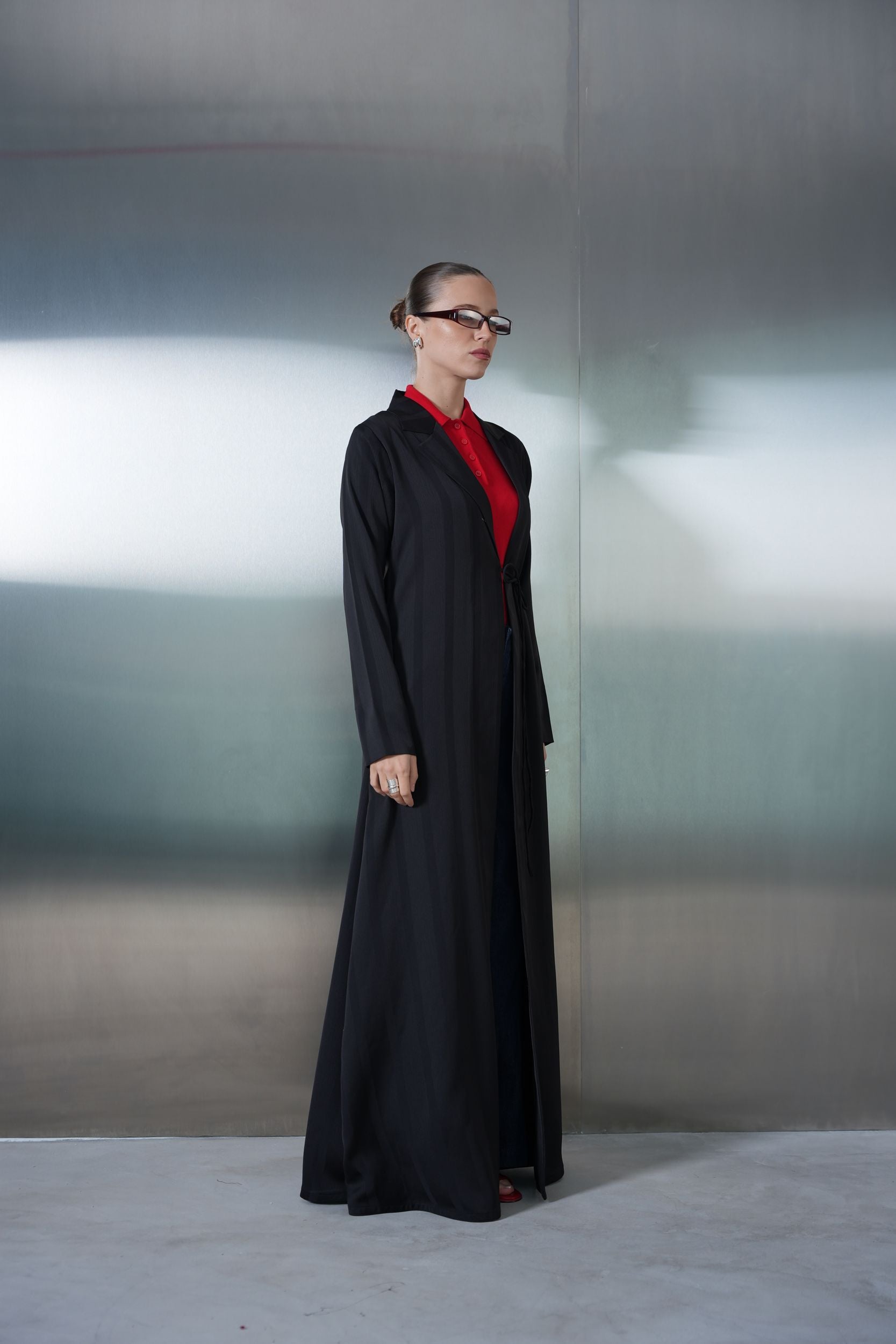 Mono Stripe Silk Abaya