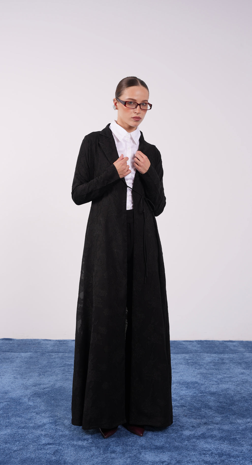 Midnight Black Chiffon Coat