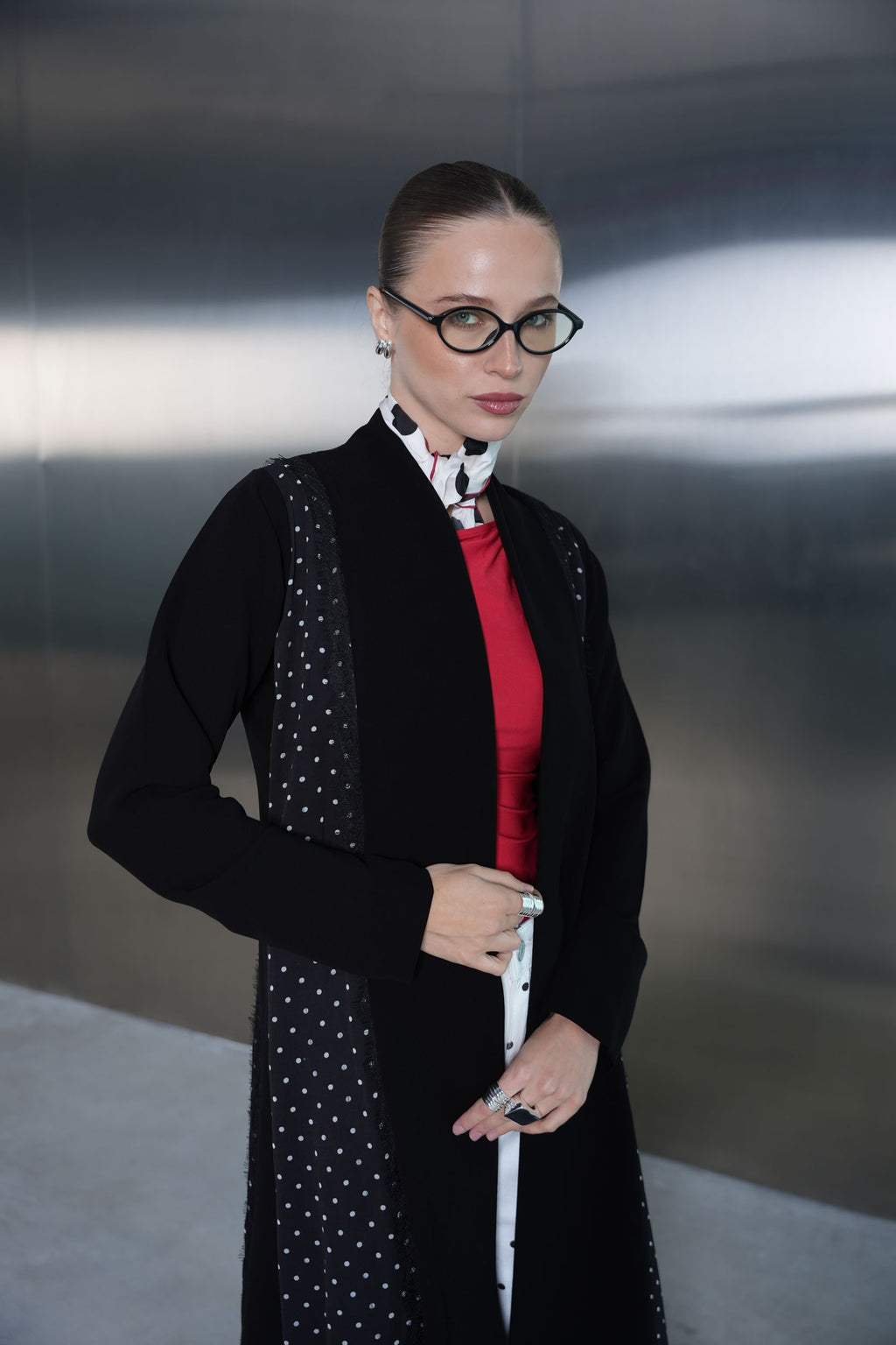 Midnight Polka Panel Abaya