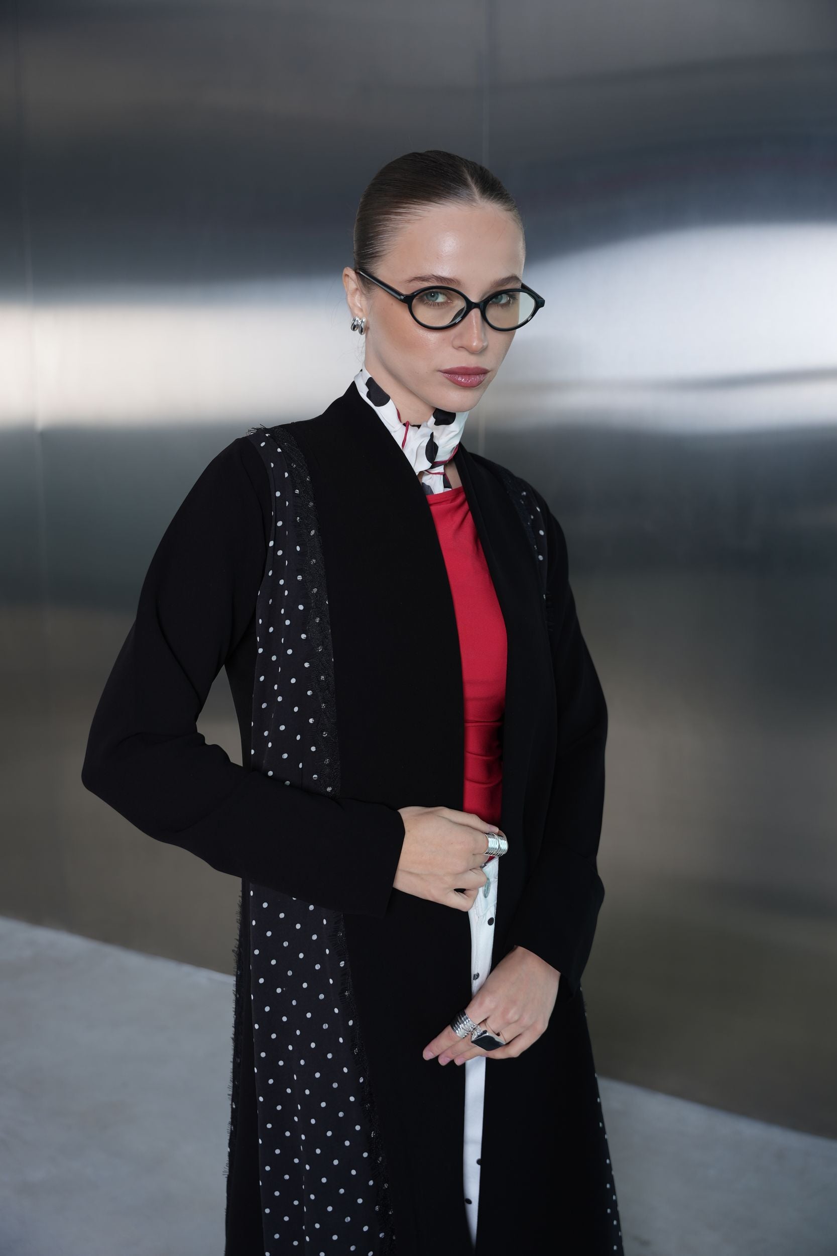 Midnight Polka Panel Abaya