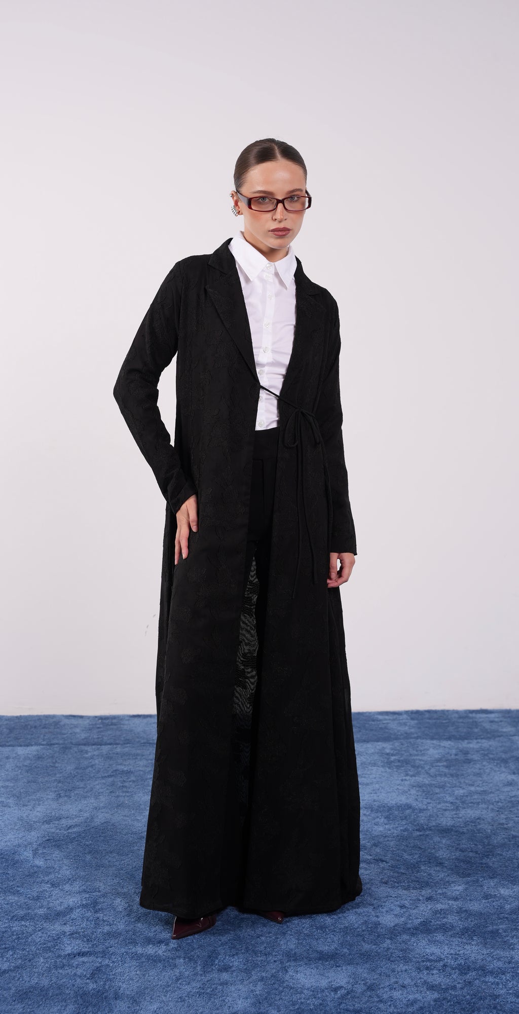 Midnight Black Chiffon Coat