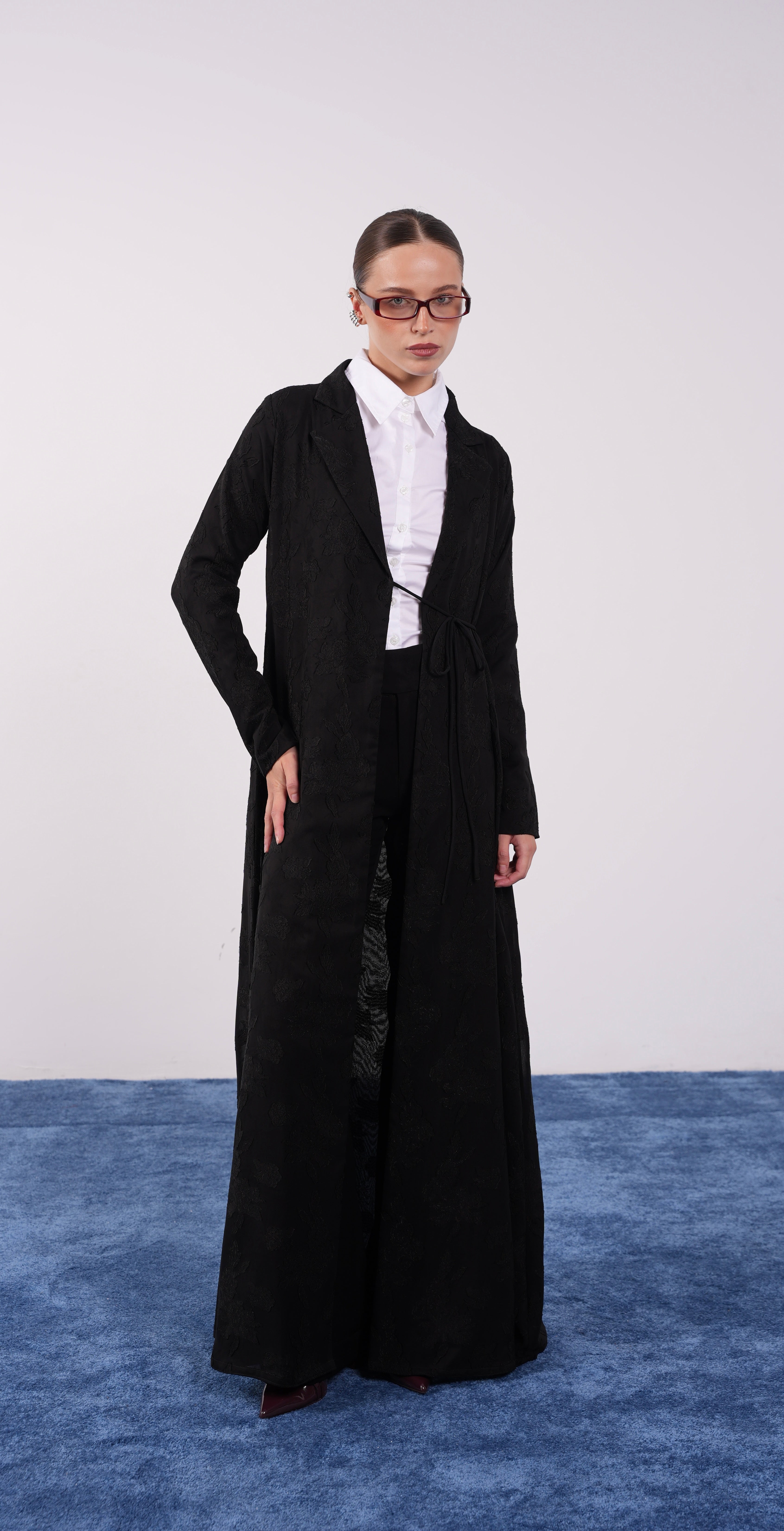 Midnight Black Chiffon Coat