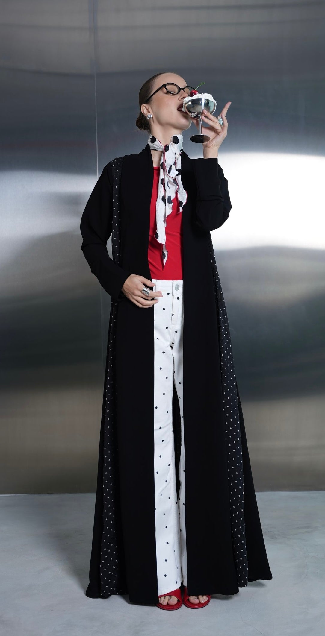 Midnight Polka Panel Abaya