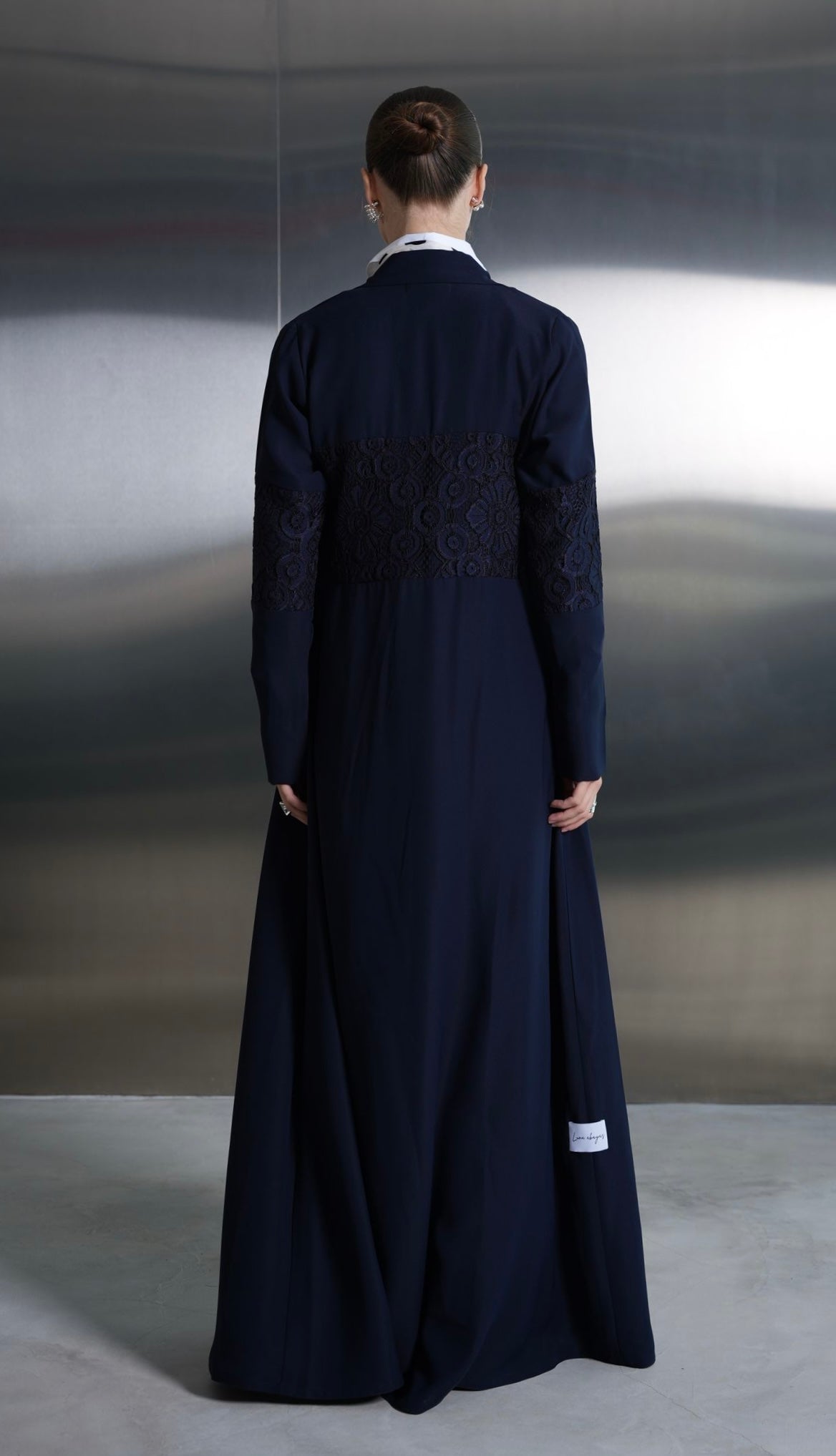 Midnight Blue Lace Panel Abaya