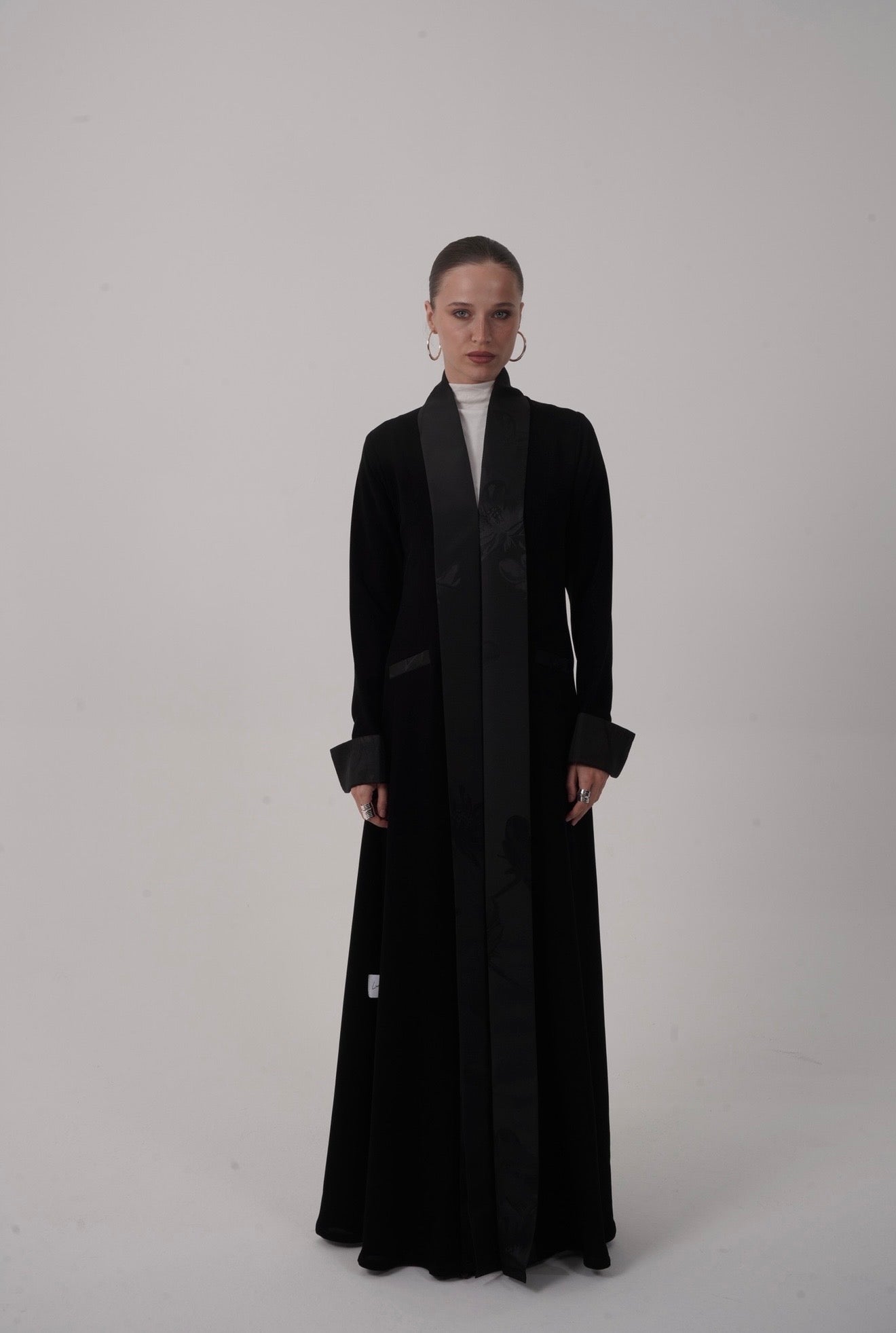 Midnight Satin Trim Abaya