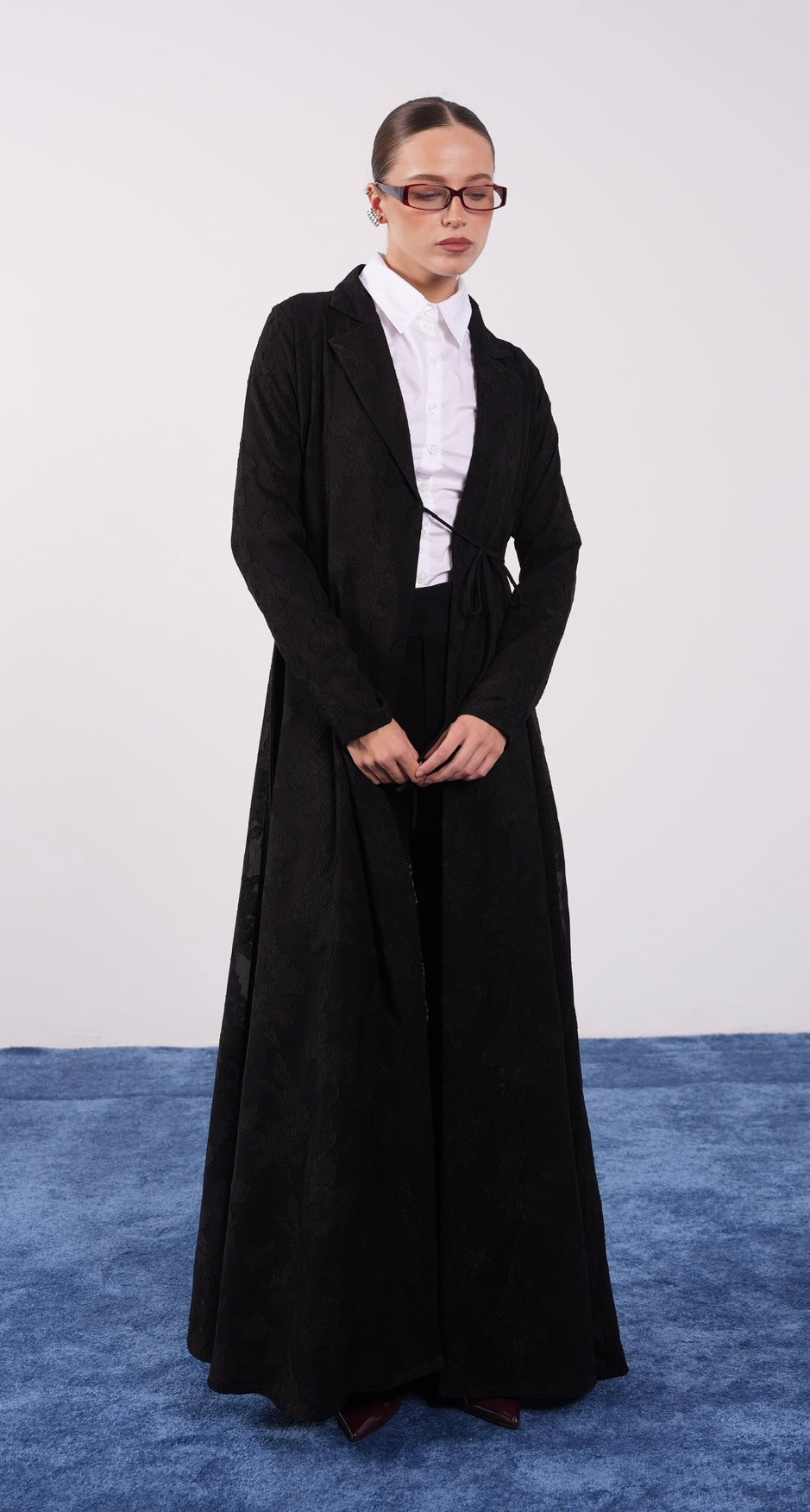 Midnight Black Chiffon Coat