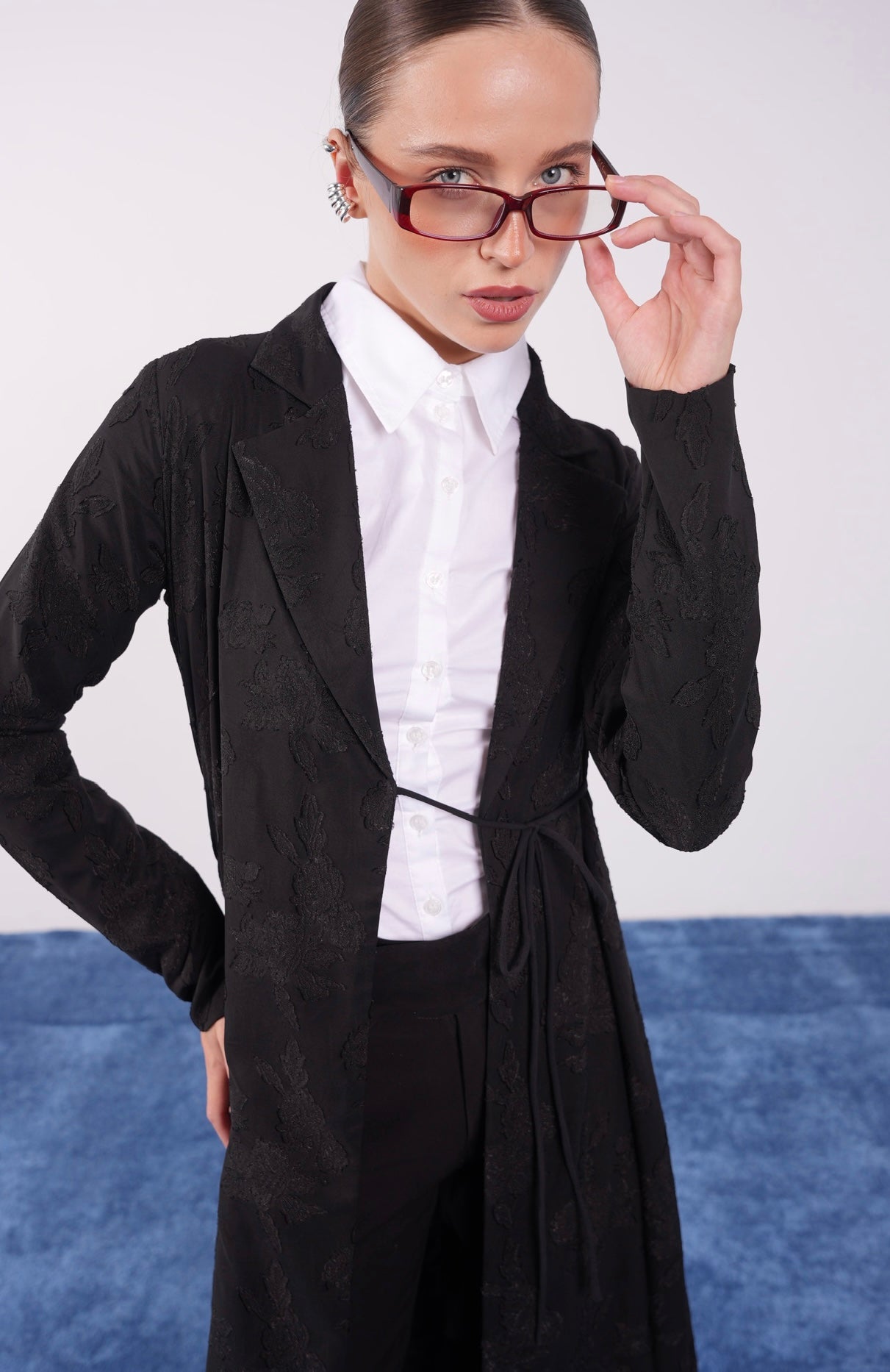 Midnight Black Chiffon Coat