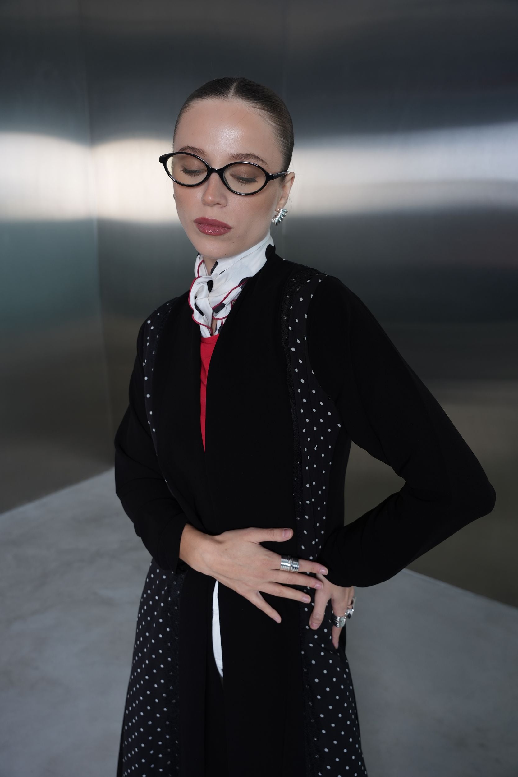 Midnight Polka Panel Abaya