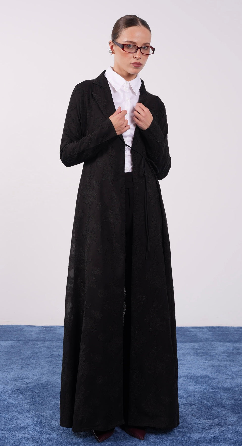 Midnight Black Chiffon Coat