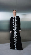 Ivory Wave Embellished Abaya